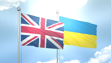 United Kingdom and Ukraine Flag Together A Concept of Realations