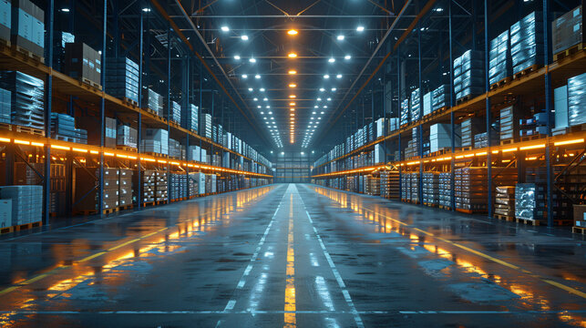 Distribution center and logistics technology concept.
