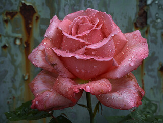 pink rose with water drops