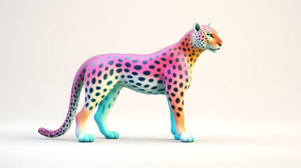 Vibrant Colored Cheetah Statue