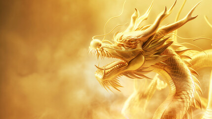 Dragão Dourado com iluminação cinematográfica bege - Papel de parede