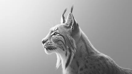 Acrylglasbilder Luchs Close-up of lynx head. Wild animal in monochrome style. Illustration for cover, card, postcard, interior design, poster, brochure or presentation.  © Login