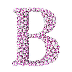 Symbols made from purple soccer balls. letter b