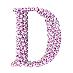 Symbols made from purple soccer balls. letter d