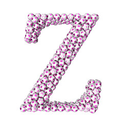 Symbols made from purple soccer balls. letter z