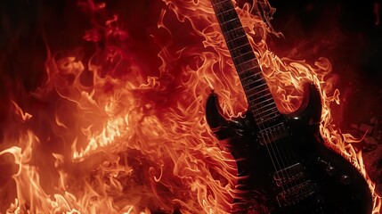 blaze of sound: the burning electric guitar in an inferno of flames