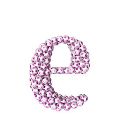 Symbols made from purple soccer balls. letter e