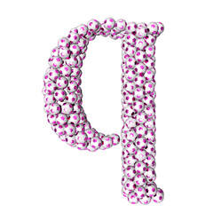 Symbols made from purple soccer balls. letter q