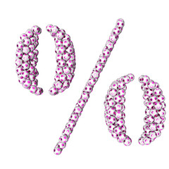 Symbols made from purple soccer balls