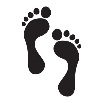 Human footprint black vector, Two footprint foot and toes finger print, trace vector