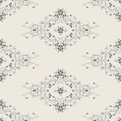 Seamless ornamental background. Gray floral pattern.