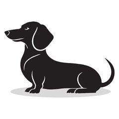 Dachshund silhouettes and icons. Black flat color simple elegant white background Dachshund animal vector and illustration.