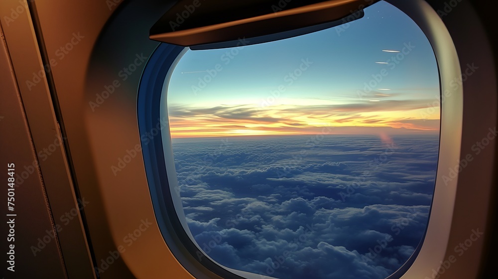 Poster enjoying the view of the moon through a plane window captures the essence of ramadan mubarak.