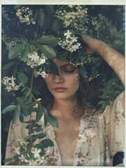 Photographs of lovely women exuding vintage, old-school, nostalgic vibes, showcasing muted colors reminiscent of Polaroid images.
