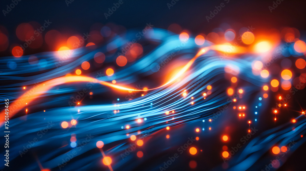 Aufkleber fiber optic speed: abstract light representation of fast data transfer and global communication netw