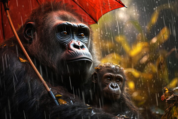 Obraz premium Under Mom's Umbrella