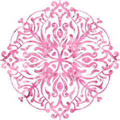Cartoon romantic pink snowflake, simple illustration, isolated on white background