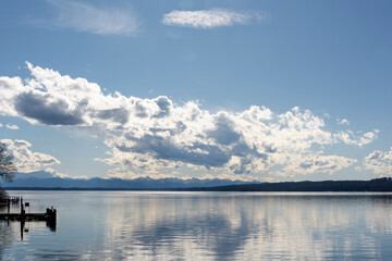 Lake of starnberg with alps