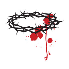 crown of thorns with blood isolated on white background