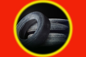 old worn damaged tires isolated - 750151200