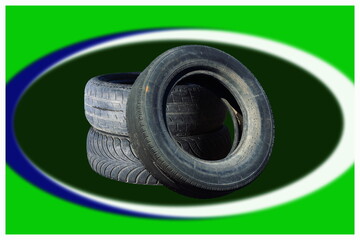 old worn damaged tires isolated - 750151223