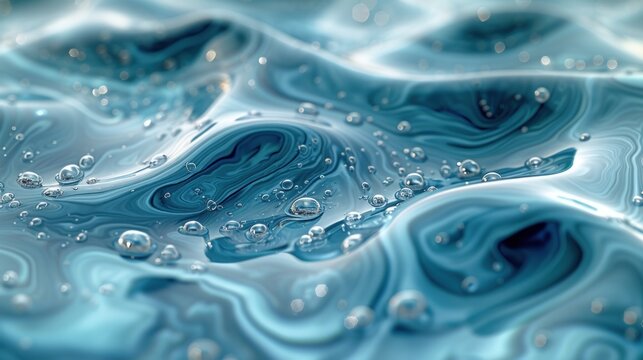  a close up view of water bubbles on a blue and white surface with a lot of water bubbles on the top of the image and bottom half of the water bubbles on the top of the bottom of the image.