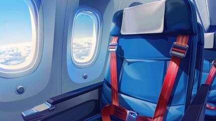 A customizable, layered vector illustration of an airplane seat belt, ready for editing and use - obrazy, fototapety, plakaty
