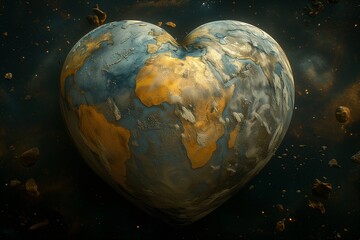 Planet Earth with a heart symbol on it