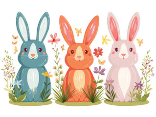 Colorful Easter watercolor illustration isolated 