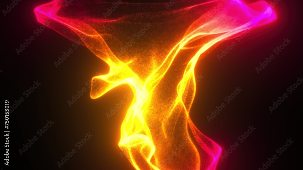 Poster bright fluid particles. computer generated 3d render