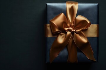 Golden Ribbon Gift Box on Black

