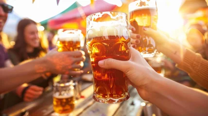Foto op Plexiglas Friends drinking beer at a pub in celebration. © SashaMagic