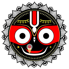 Vector design of Lord Jagannatha, Puri Odisha God Rathyatra Festival, Jagannatha vector illustration