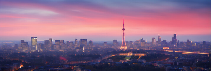 Enchanting Sunset View of BT Tower Dominating Metropolitan Skyline: A Dramatic Blend of...