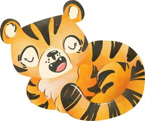 Cartoon tiger, illustration, isolated on white background