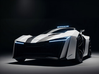 Futuristic design of a sports model of the electric car of the future. AI generative.