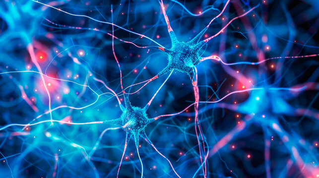 Neural connections and exchange between nerve endings.
