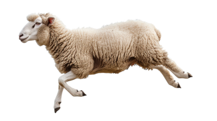 Happy Sheep Jumping on white or transparent background