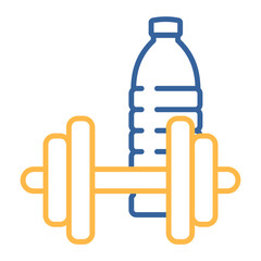 Gym exercise dumbbell with water bottle icon