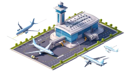 Fotobehang Isometric view of airport on transparent or white background © Tabassum