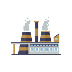Industrial factory, manufacturing buildings and cooling towers vector illustration