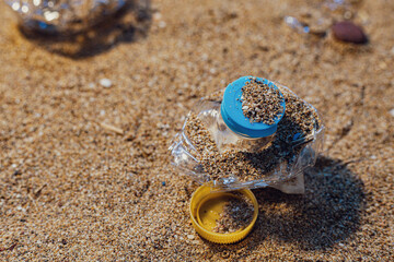 Plastic waste left on a beach