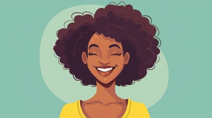 Super Happy African American Woman Cartoon Illustration Generative AI
