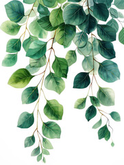Beautiful colorful eucalyptus watercolor illustration isolated 
