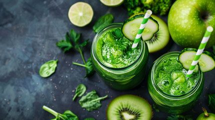 cucumber greenapple spinach and kiwi smoothie