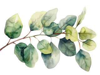 Beautiful eucalyptus watercolor illustration isolated 
