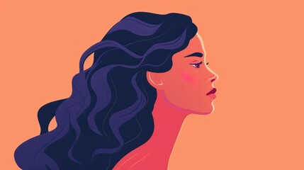 Diverse Young Hispanic Woman Profile Portrait - Flat Illustration Generative AI