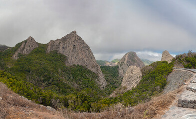 Panoramic picture mountains on the island La Gomera on the Canary Islands in Spain..