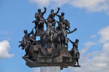 clouds and republic monument at kordon, izmir