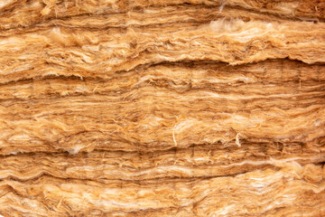 Close up of mineral wool filling used as isolation in wall.